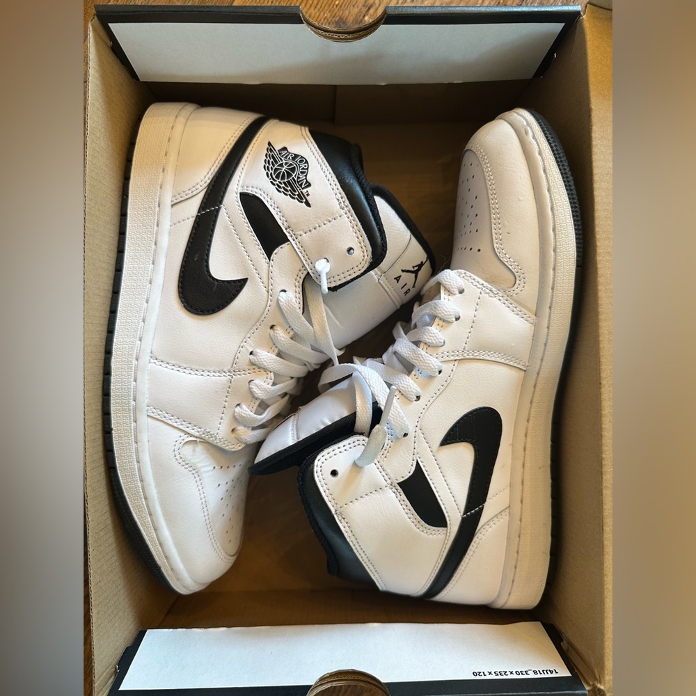 Jordan White and Black High-Top Sneakers